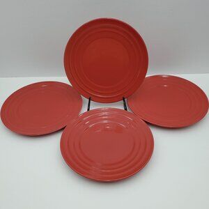 Rachael Ray Double Ridge Red Salad Plates Embossed Dessert Plates